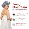 Picture of Luvruitaky Shower Cap Luxury Shower Caps for Women Reusable Waterproof Hair Cap for Shower with Adjustable Bowknot Hair Bath Cap (Black Stripe)