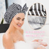 Picture of Luvruitaky Shower Cap Luxury Shower Caps for Women Reusable Waterproof Hair Cap for Shower with Adjustable Bowknot Hair Bath Cap (Black Stripe)