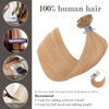 Picture of Honsoo Golden Brown Hair Extensions Clip In Human Hair Extensions Reddish Blonde 70g 20in 7pcs Natural Long Soft Hair, Can Be Styled Long Hair Extensions