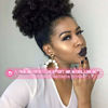 Picture of rosmile Afro Puff Clip On Synthetic Ponytail Extension for Black Women, 80gram 1B# Short Kinky Bun for Natural Hair