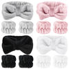 Picture of SLNZAPTY 12 PCS Face Wash Headband Wristband Set for Women Girls, Soft Microfiber Facial Spa Hair Wraps Makeup Skincare Bath Headbands Wrist Bands for Washing Face（White, Pink, Gray, Black）