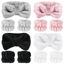 Picture of SLNZAPTY 12 PCS Face Wash Headband Wristband Set for Women Girls, Soft Microfiber Facial Spa Hair Wraps Makeup Skincare Bath Headbands Wrist Bands for Washing Face（White, Pink, Gray, Black）