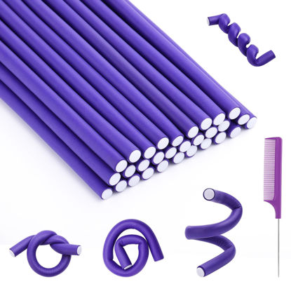 Picture of 30Pcs Small Foam Hair Curlers, 9.45" Length x 0.47" Diameter, No-Heat Flexible Curling Rods for Short, Medium and Long Hair