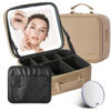 Picture of Mocado Travel Makeup Bag with LED Lighted Mirror,Travel Makeup Organizer,Makeup Case with 3 Color Lighted Setting and 10x Magnifying Mirror,Portable Storage and Adjustable Dividers Makeup Box(Khaki)