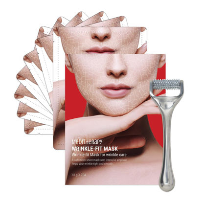 Picture of MEDITHERAPY Wrinkle-fit Mask + Facial Roller, Collagen Mask, Lifting Sagging Skin, Hydrating, Improving Elasticity, Glass Skin, Korean Skincare