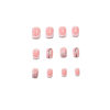 Picture of RUOKEXIN Medium Square Press on Nails White French Tip Fake Nails Gold Sparkly False Nails with Heart Designs Valentine Day Glue on Nails Glossy Artificial Nails Cute Stick on Nails for Women 24Pcs