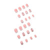 Picture of RUOKEXIN Medium Square Press on Nails White French Tip Fake Nails Gold Sparkly False Nails with Heart Designs Valentine Day Glue on Nails Glossy Artificial Nails Cute Stick on Nails for Women 24Pcs