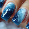 Picture of RUOKEXIN Square Press on Nails Medium Fake Nails Blue Ombre False Nails with Glitter Designs Thick Nail Press ons Medium Glue on Nails Glossy Artificial Nails Natural Stick on Nails for Women 24Pcs