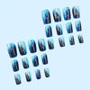 Picture of RUOKEXIN Square Press on Nails Medium Fake Nails Blue Ombre False Nails with Glitter Designs Thick Nail Press ons Medium Glue on Nails Glossy Artificial Nails Natural Stick on Nails for Women 24Pcs
