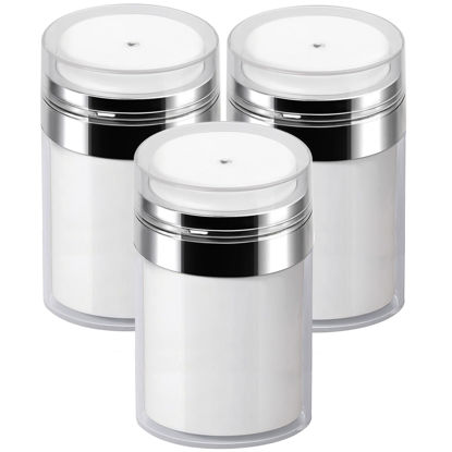 Picture of 3Pack 3.5Oz Airless Pump Jars Lotion Container, Pump Bottle Dispenser Moisturizer Containers for Cream, Empty Makeup Bottle Cosmetic Jar
