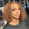 Picture of HIRIREMY Ombre Highlight Curly Bob Wigs Human Hair Pre Plucked Wear And Go Glueless Deep Wave 13x4 HD Honey Blonde Highlight Lace Front Bob Wigs Human Hair For Black Women Wet And Wavy 4/27 12 Inch
