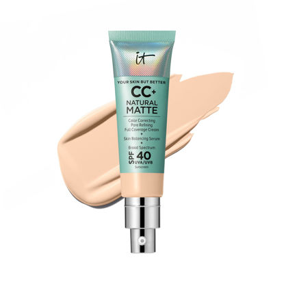 Picture of IT Cosmetics CC+ Cream Natural Matte Foundation with SPF 40 - Shine-Reducing & Long-Wear Full Coverage Foundation For Oily Skin - With Hyaluronic Acid - Non-Comedogenic, Fair - 1.08 fl oz