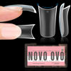 Picture of NOVO OVO Extra Thick Duck Feet Nail Tips Full Cover for Press on Acrylic with Moon Curve, Medim Long Clear Pre-Etched Matter Flare Wide French Soft Gel Fake False Nail Extension x 15 Sizes 150 pcs