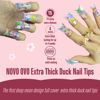 Picture of NOVO OVO Extra Thick Duck Feet Nail Tips Full Cover for Press on Acrylic with Moon Curve, Medim Long Clear Pre-Etched Matter Flare Wide French Soft Gel Fake False Nail Extension x 15 Sizes 150 pcs