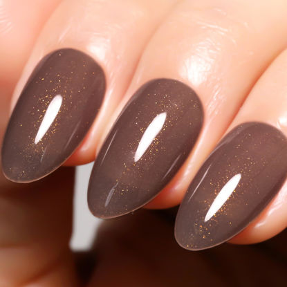 Picture of Imtiti Glitter Gel Nail Polish, 0.5 Fl Oz Brown Glitter Gel Polish Soak Off LED U V Gold Shimmer Sparkle Nail Gel Polish DIY Nail Art Starter Manicure Salon Gel Nail Polish Kit