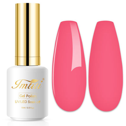 Picture of Imtiti Gel Nail Polish, 0.5 Fl Oz Coral Pink Gel Polish Soak Off LED UV Nail Gel Polish Autumn Winter Nail Polish DIY Nail Art Manicure Salon Gel Nail Kit for Women Girls
