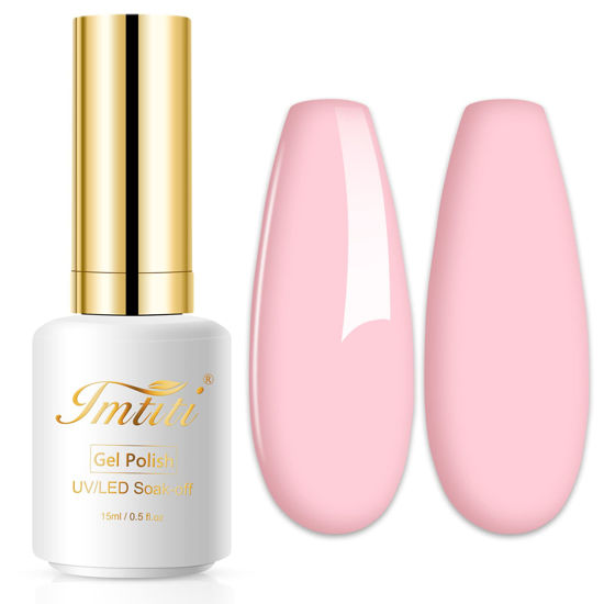 Picture of Imtiti Pastel Gel Nail Polish,0.5 Fl Oz Pastel Milky Pink Gel Polish Soak Off LED U V Nail Gel Polish Spring Summer Easter Gel Nail Polish DIY Nail Art Starter Manicure Salon Gel Nail Kit