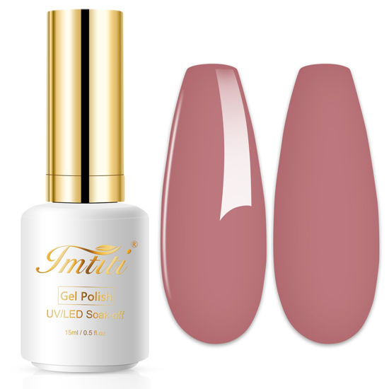 Picture of Imtiti Gel Nail Polish, 0.5 Fl Oz Clay Brown Gel Polish Soak Off LED UV Nail Gel Polish Autumn Winter Nail Polish DIY Nail Art Manicure Salon Gel Nail Kit for Women Girls