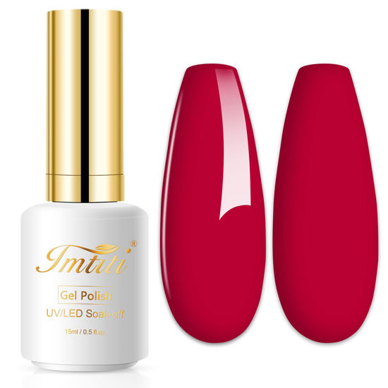 Picture of Imtiti Gel Nail Polish, 1 Pcs 0.5 Fl Oz Rose Red Color Gel Polish Soak Off LED U V Nail Gel Polish Nail Polish DIY Nail Art Starter Manicure Salon Gel Nail Kit for Women Girls