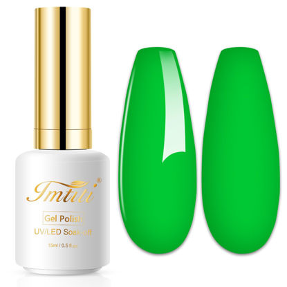 Picture of Imtiti Neon Gel Nail Polish, 0.5 Fl Oz Neon Green Gel Polish Soak Off LED U V Nail Gel Polish Spring Summer Gel Nail Polish DIY Nail Art Starter Manicure Salon Gel Nail Kit for Women Girls