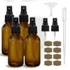 Picture of GIVAMEIHF 4 pcs Amber Glass Spray Bottles 2oz, Empty Small Spray Bottle Fine Mist Refillable Sprayer with Funnel Labels Droppers,Mini Travel Bottle for Essential Oils,Hair and Cleaning Solutions