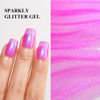 Picture of Imtiti Glitter Gel Nail Polish, 0.5 Fl Oz Pink Iridescent Glitter Gel Polish Soak Off LED UV Shimmer Sparkle Nail Gel Polish DIY Art Starter Manicure Salon Gel Nail Polish Kit