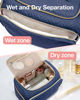 Picture of BAGSMART Travel Toiletry Bag, Large Wide-open Travel Bag for Toiletries, Makeup Cosmetic Travel Bag with Handle, Navy-Large