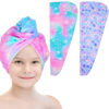 Picture of Basumee Microfiber Hair Towel Wrap for Kids 2 Pack Rapid Drying Hair Towel with Button Hair Turbans for Wet Hair Wraps Head Towel Wrap for Women and Girls, Light Mermaid