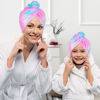 Picture of Basumee Microfiber Hair Towel Wrap for Kids 2 Pack Rapid Drying Hair Towel with Button Hair Turbans for Wet Hair Wraps Head Towel Wrap for Women and Girls, Light Mermaid