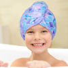 Picture of Basumee Microfiber Hair Towel Wrap for Kids 2 Pack Rapid Drying Hair Towel with Button Hair Turbans for Wet Hair Wraps Head Towel Wrap for Women and Girls, Light Mermaid