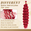 Picture of Eerya Long Curly Braiding Hair 18 Inch 2 Packs Red Ocean Wave Crochet Hair for Black Women Deep Wave Braiding Hair for Boho Braids (18 inch, Red)
