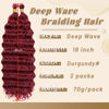 Picture of Eerya Long Curly Braiding Hair 18 Inch 2 Packs Burgundy Ocean Wave Crochet Hair for Black Women Deep Wave Braiding Hair for Boho Braids (18 inch, BUG)