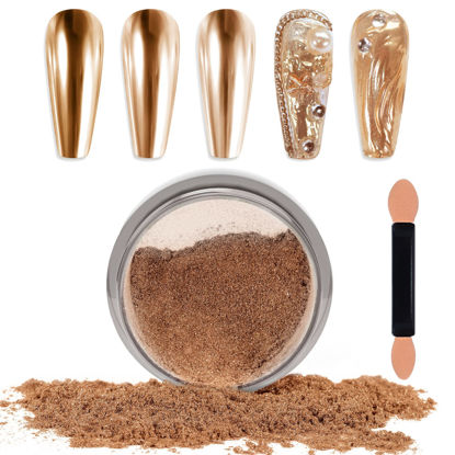 Picture of Laza Chrome Nail Powder Mirror Effect Metallic Dust Holographic Glitter Glazed Manicure Decoration Reflective Pigment for DIY Gel Polish Nail Art, Resin Craft, Gifts - Copper