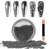 Picture of Laza Chrome Nail Powder Mirror Effect Metallic Dust Holographic Glitter Glazed Manicure Decoration Reflective Pigment for DIY Gel Polish Nail Art, Resin Craft, Gifts - Gun Metal