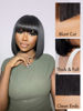 Picture of LUVME HAIR 10 Inch Light Yaki Straight Bob Wig with Bangs Human Hair Realistic HD Lace Short Black Bob Wigs, Ready to Go Blunt Cut Bob Wig Glueless 180 Density