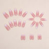 Picture of RUOKEXIN Pink Press On Nails Medium Coffin Fake Nails Glossy Acrylic False Nails with Glitter Designs Ombre Pink Full Cover Press Ons Fall Winter Holiday Stick on Nails for Women 24Pcs