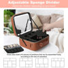 Picture of Mocado Travel Makeup Bag with LED Lighted Mirror, Travel Makeup Organizer, Makeup Case with 3 Color Lighted Setting and 10x Magnifying Mirror, Portable Storage and Adjustable Dividers(Orange Brown)