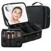 Picture of Mocado Travel Makeup Bag with LED Lighted Mirror,Travel Makeup Organizer,Makeup Case with 8 Makeup Brushes and 10x Magnifying Mirror,3 Colors Lighting, Adjustable Dividers Makeup Box(Black)