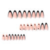 Picture of Black French Tip Press on Nails Almond Medium Fake Nails Heart False Nails with Gold Line Design Glue on Nails Valentine's Day Acrylic Nails Full Cover Stick on Nails for Women Manicure 24Pcs