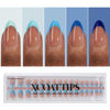 Picture of BTArtboxnails XCOATTIPS French Tip Press On Nails - Blue Press On Nails Short, Almond Fake Nail Tips, 160Pcs Soak Off Soft Gel Acrylic Brown Nail Extension in 16 Sizes