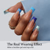 Picture of BTArtboxnails XCOATTIPS French Tip Press On Nails - Blue Press On Nails Long, Square Fake Nail Tips, 150Pcs Soak Off Soft Gel Acrylic Brown Nail Extension in 15 Sizes