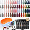 Picture of Modelones 133pcs Poly Nail Gel Kit, 32 Colors Fall Winter Complete Extension Gel Nail Kit with Nail Lamp Slip Solution Builder Nail Kits Nail Art Tools for Starter DIY Nail Supplies Kit