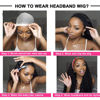 Picture of Headband Wig Human Hair Deep Wave 8 Inch Glueless None Lace Front Wigs Machine Made Half Wigs for Black Women 150% Density Deep Curly Wave Headband Wigs Human Hair Natural Color