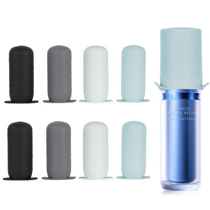 Picture of Mrsdry Bottle Covers for Travel, Elastic Sleeves for Leak Proofing, Travel Size Container Silicone toiletry sleeves, Leak Locks Travel Accessories for Shampoo Conditioner Wash Body Bottles (8pack)