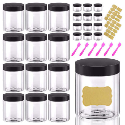 Picture of 8oz Plastic Jars with Lids 8 oz Plastic Containers with Lids + 20g Sample Containers (Set of 24) Airtight Container for Lip Scrub, Body Butters, Cream, Slime, Craft Storage
