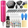 Picture of Tattoo Kit, Wormhole Tattoo Machine Kit Tattoo Gun Kit Cartridge Needles Tattoo Pen Kit for Beginners Rotary Tattoo Machine Pen Kit Complete Tattoo Kit Tattoo Supplies WTK104