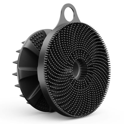 Picture of BEAUTAIL 2 in 1 Silicone Brush, Body Shower Scrubber and Scalp Hair Massager Shampoo Brush, Deeply Cleanse Skin, Dandruff Removal and Hair Growth, Gentle for Women Men Sensitive Skin, 1 Pack (Black)