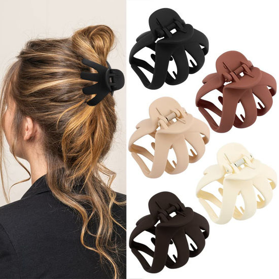 Picture of Atoden Hair Clips, 5Pcs Octopus Matte Hair Claws for Women, Large 3.15" Hair Clips for Thick Hair, Non-slip Jaw Clips, Hair Accessories