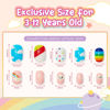 Picture of Modelones Press on Nails for Kids 144Pcs 6 Pack Children Acrylic Fake Nails Pre-glue Full Cover Glitter Gradient Color Cloud Heart Short False Nail Art Kits Sets Christmas Gifts for Kids Girls