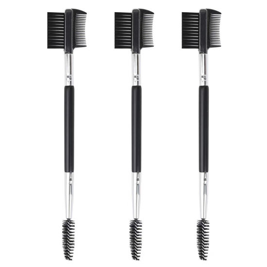 Picture of 3pcs 3 Head Eyebrow Eyelash Shaper Eyelash Comb Double Head Brush Makeup Grooming Tool Cosmetic with 3 Different Spoolie Brushes for Separating Lashes, Eliminating Mascara Clumps, Grooming Brows